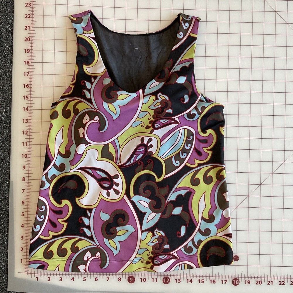 Athleta‎ Medium Women’s Paisley Build in Bra Swim Tank Top Size 36 A